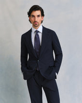 Dark Navy Seersucker Unstructured Jacket
