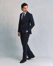Dark Navy Seersucker Unstructured Jacket