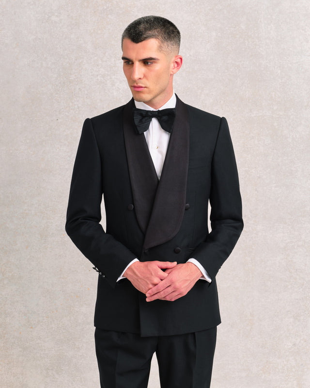 Black Shawl Lapel Low Double-Breasted Dinner Jacket