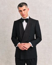 Black Shawl Lapel Low Double-Breasted Dinner Jacket