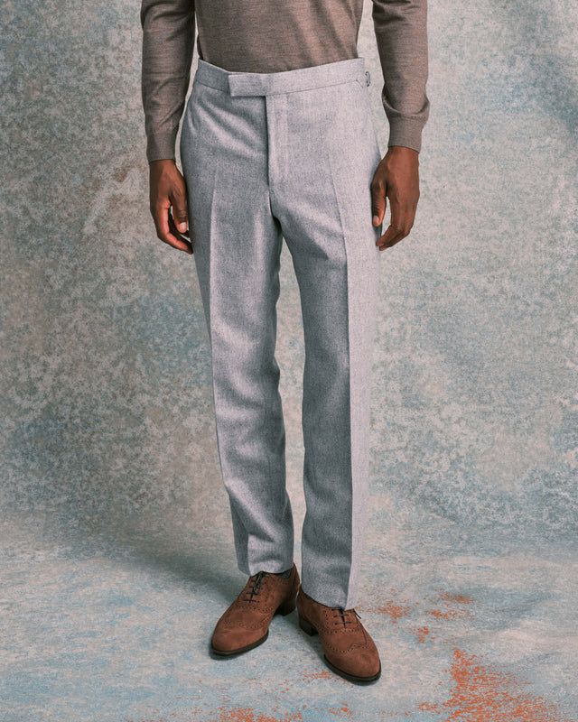 Silver Flannel Contemporary Trousers