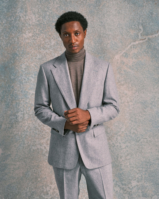 Silver Flannel Drape Jacket
