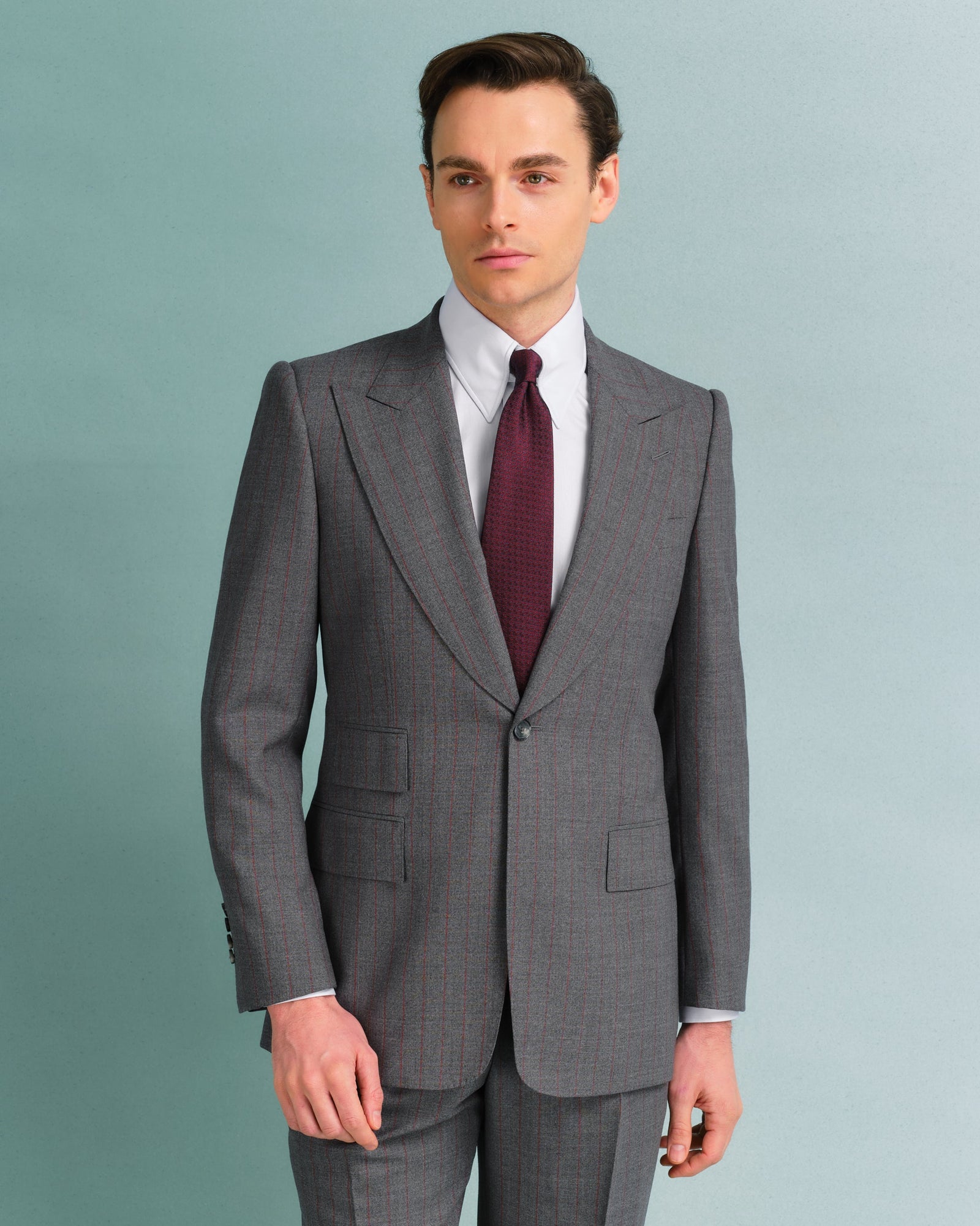 Grey And Red Pinstripe Heritage Jacket