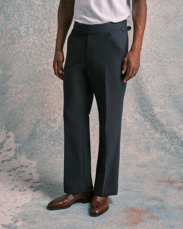 Navy Twill Wide Flare