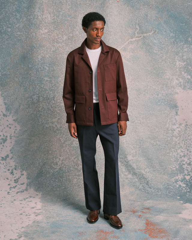 Burgundy Gabardine Chore Jacket