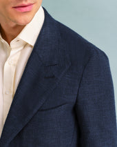 Navy Silk Blend Unstructured Jacket