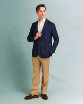 Navy Silk Blend Unstructured Jacket