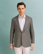 Khaki Houndstooth Unstructured Jacket