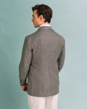 Khaki Houndstooth Unstructured Jacket