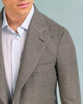 Khaki Houndstooth Unstructured Jacket