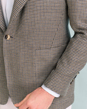 Khaki Houndstooth Unstructured Jacket
