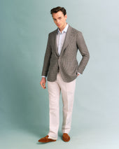 Khaki Houndstooth Unstructured Jacket