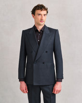 Charcoal Crosshatch Low Double Breasted Suit