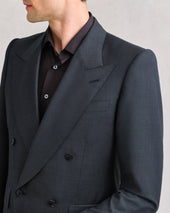 Charcoal Crosshatch Low Double Breasted Suit