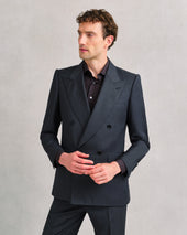 Charcoal Crosshatch Low Double Breasted Suit