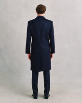 Navy Alpaca Single-Breasted Coat