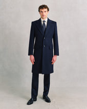 Navy Alpaca Single-Breasted Coat