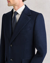 Navy Alpaca Single-Breasted Coat