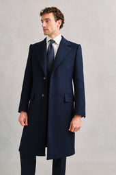 Navy Alpaca Single-Breasted Coat