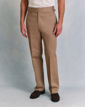 Beige Cotton Classic Trousers