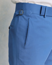 Blue Cotton and Silk Blend Classic Trousers
