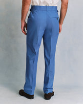 Blue Cotton and Silk Blend Classic Trousers