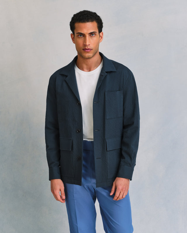 Slate Seersucker Chore Jacket