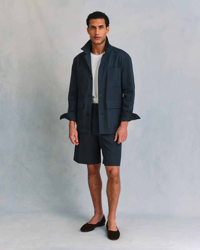 Slate Seersucker Shorts Co-Ord