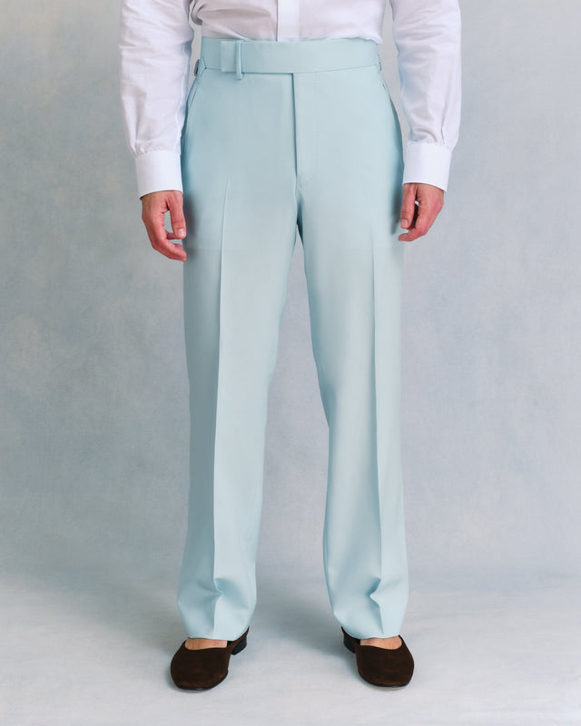 Ice Blue Silk and Wool Classic Trousers