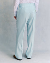 Ice Blue Silk and Wool Classic Trousers