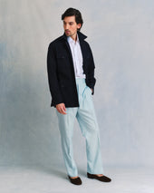 Ice Blue Silk and Wool Classic Trousers