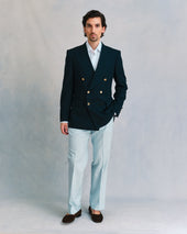 Ice Blue Silk and Wool Classic Trousers