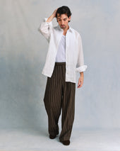 Linen Blend Broad Stripe Oxford Bags