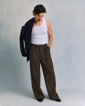 Linen Blend Broad Stripe Oxford Bags