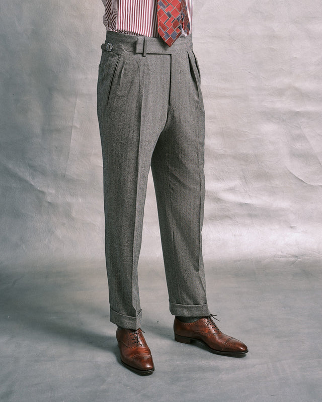 Grey Herringbone Heritage Trousers