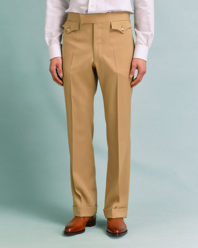 Tan Gabardine Parallel Trousers