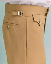 Tan Gabardine Parallel Trousers