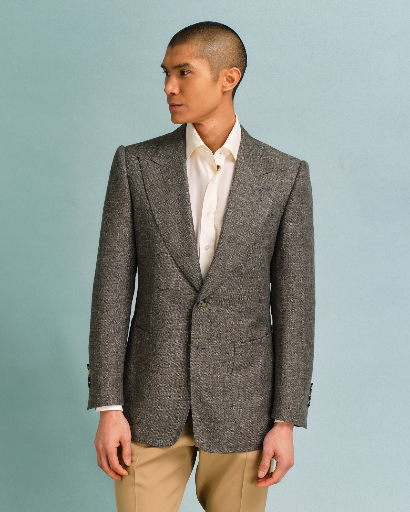 Green Linen Blend Jacket