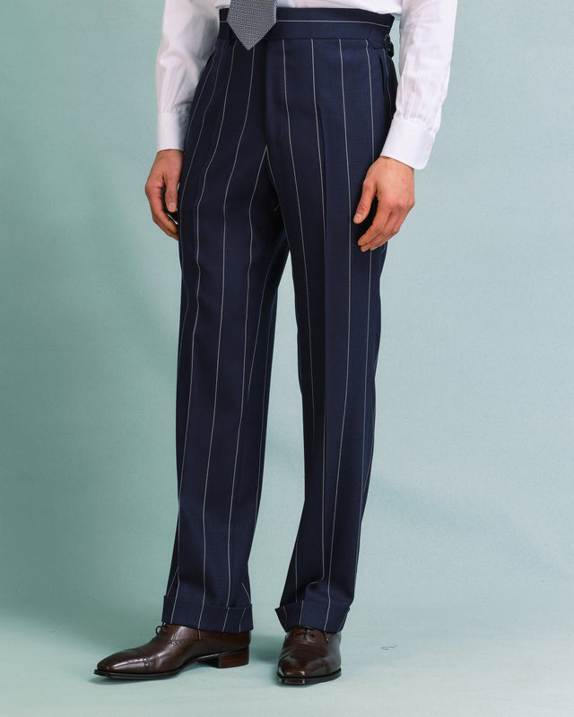 Broad Navy Stripe Classic Trousers
