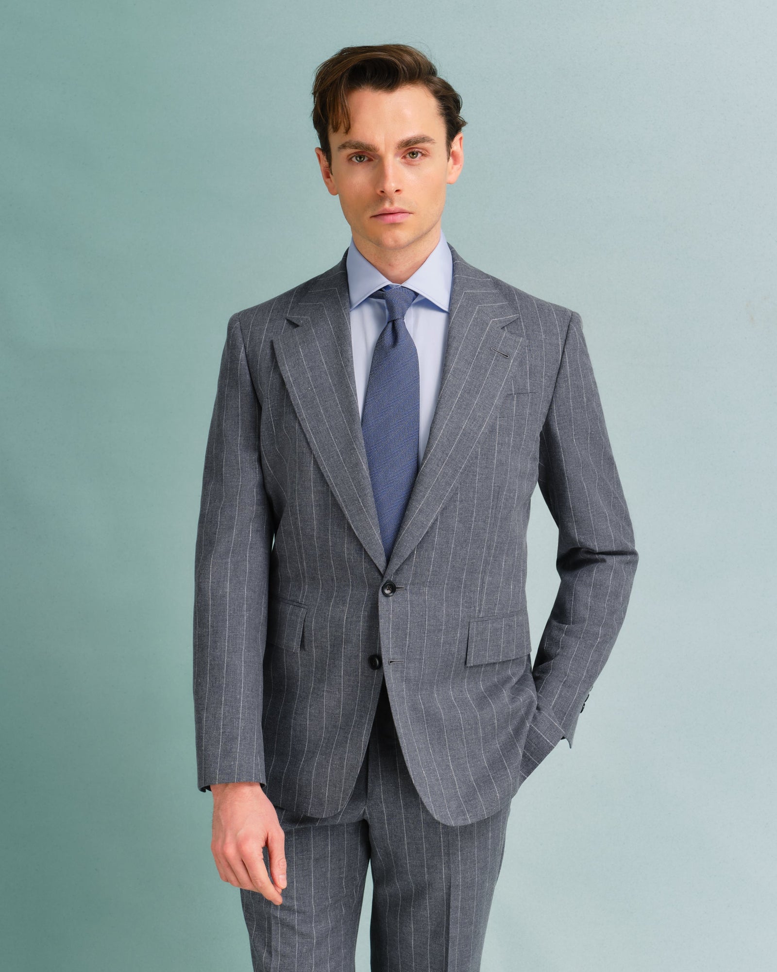 Grey Stripe Drape Jacket