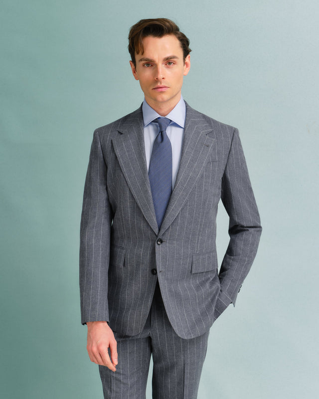 Grey Stripe Drape Jacket