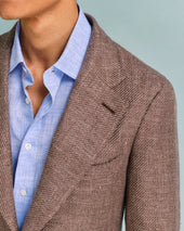 Brown Unstructured Linen Blend Jacket