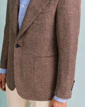 Brown Unstructured Linen Blend Jacket