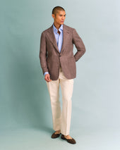 Brown Unstructured Linen Blend Jacket