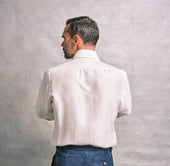 Off White Sand Washed Silk Point Collar Shirt