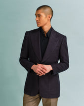 Dark Plum Basket Weave Linen Blend Jacket