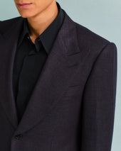 Dark Plum Basket Weave Linen Blend Jacket