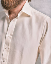 Off White Sand Washed Silk Shirt