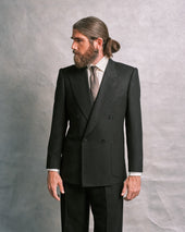 Black Flannel Double-Breasted Jacket