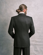 Black Flannel Double-Breasted Jacket